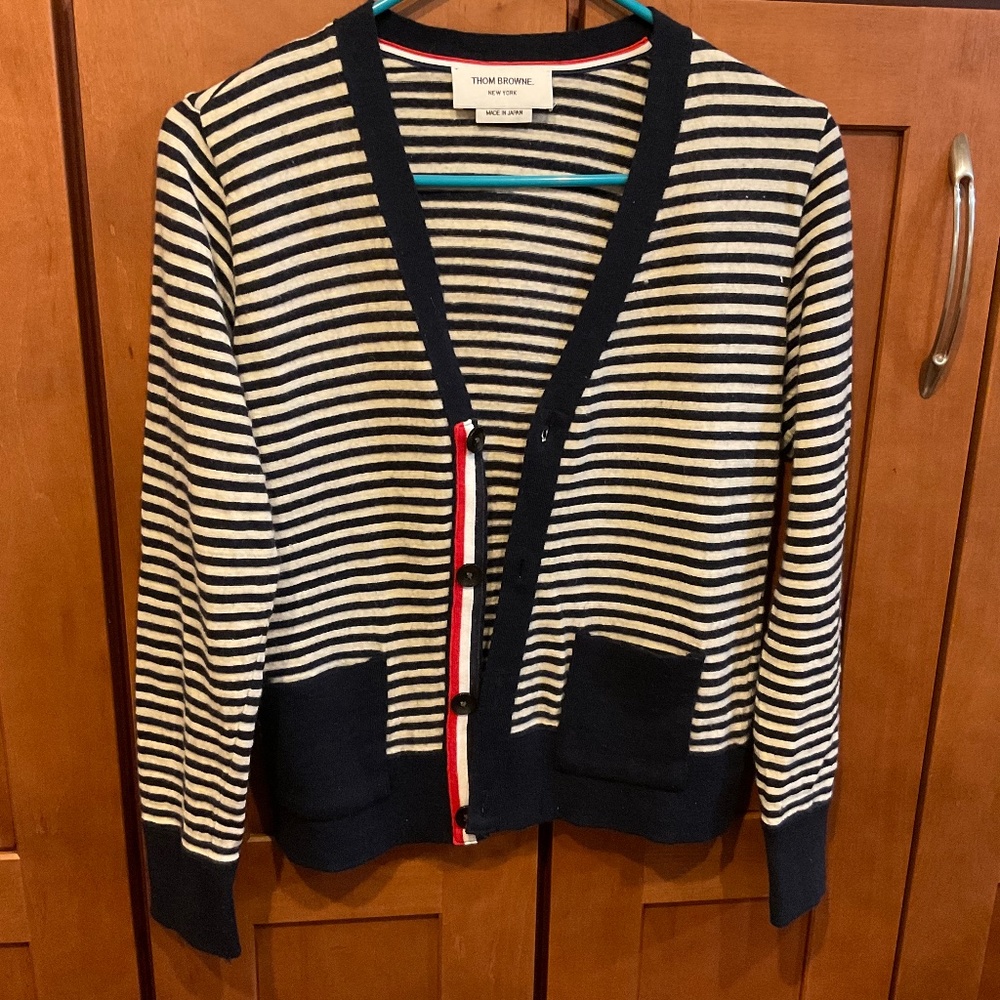 Thom Brown Striped V-neck Cardigan